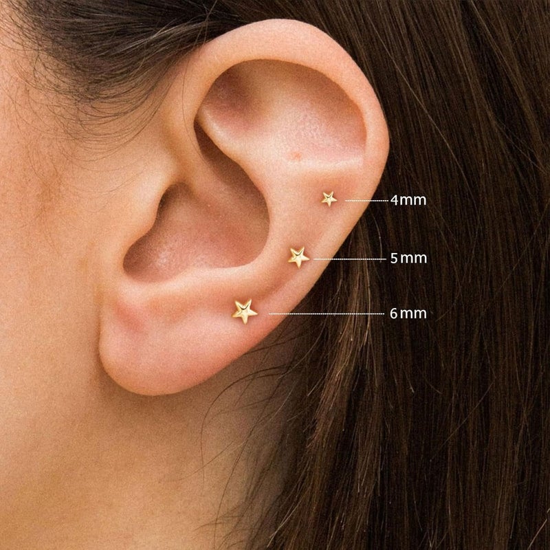 VRIUA 20G Tiny Flat Back Earrings for Women - 14K Gold/Silver Plated Small Flat Back Stud Earrings Hypoallergenic Cartilage Helix Piercing Jewelry - Image 1
